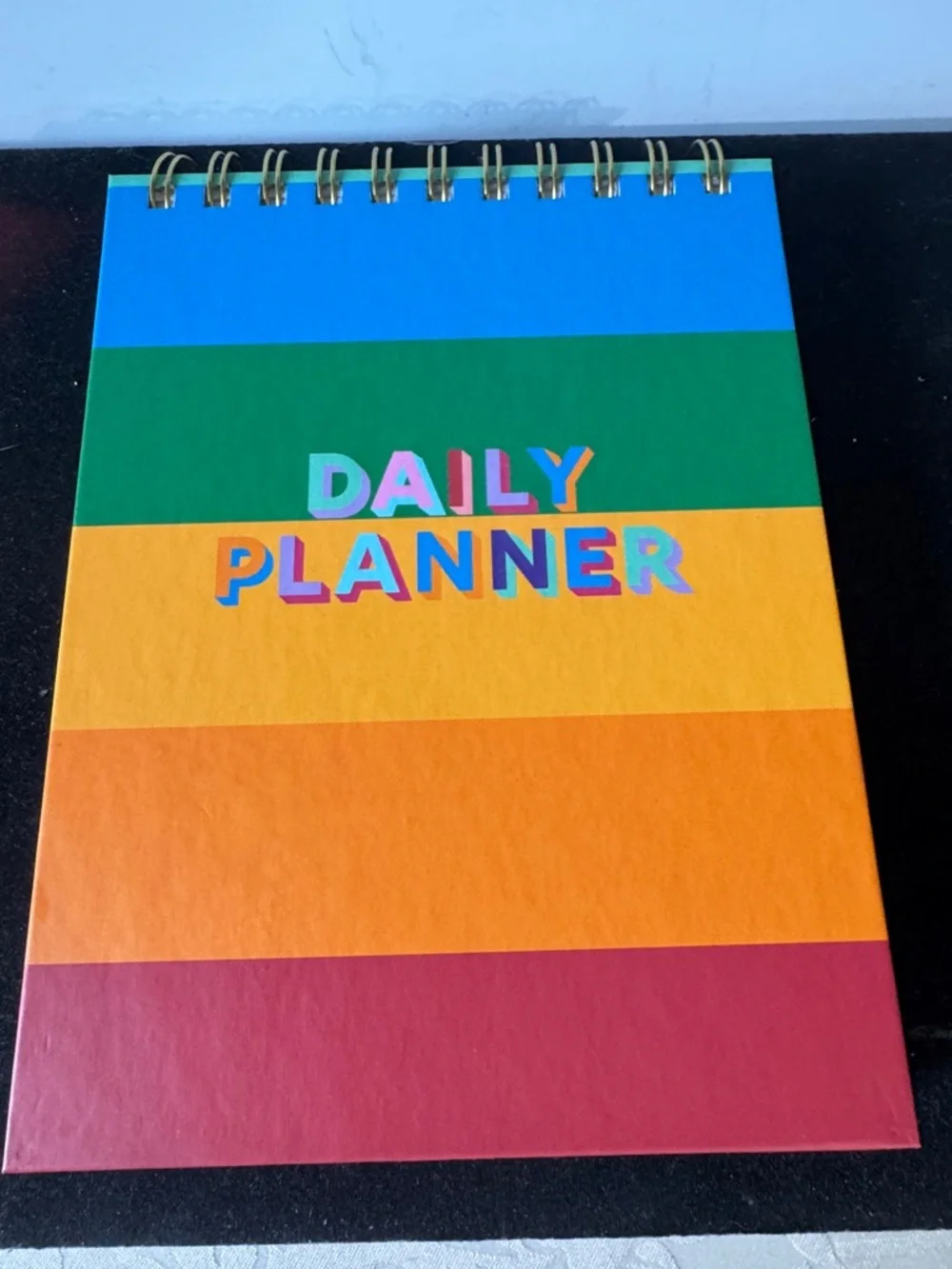 NEW-Daily Planner Spiral Notebook - Multicolor Striped Cover